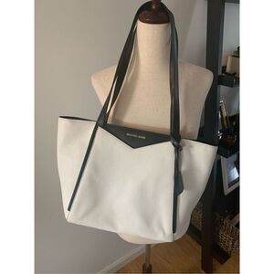 Michael Kors white and black tote work tote leather tote